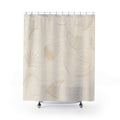 Cream Shower Curtain, Beige Abstract Bath Decor, Fan Shell Relief Style Pattern, Elegant Neutral Guest Bathroom Decor, Soft Modern Style