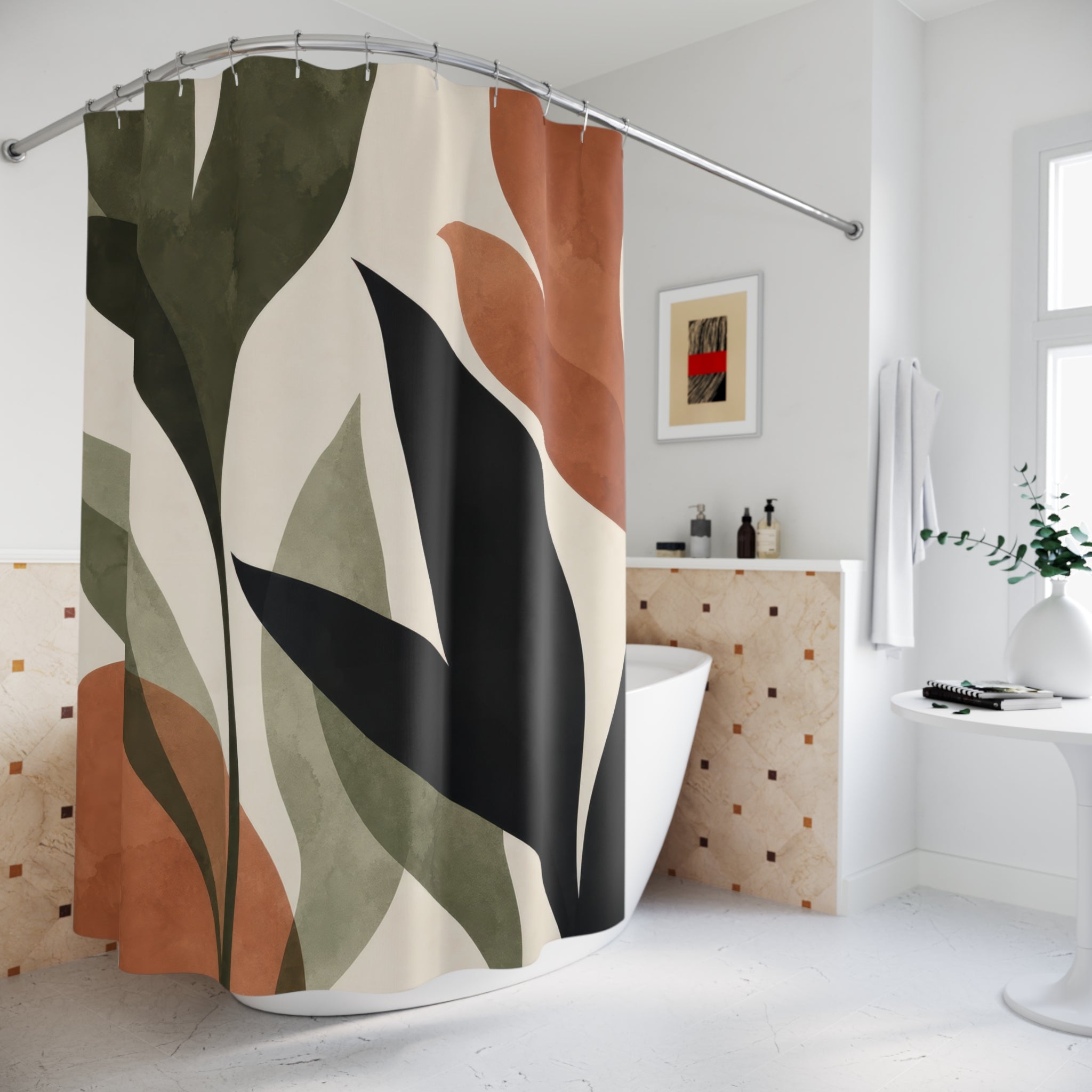 Sage Terracotta Botanical Shower Curtain