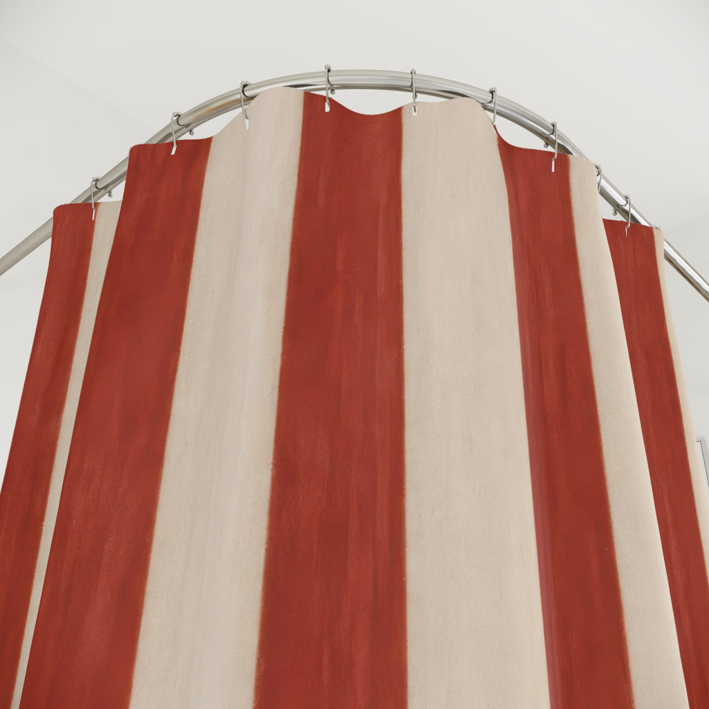 Red and White Classic Stripe Shower Curtain – Soft Brick