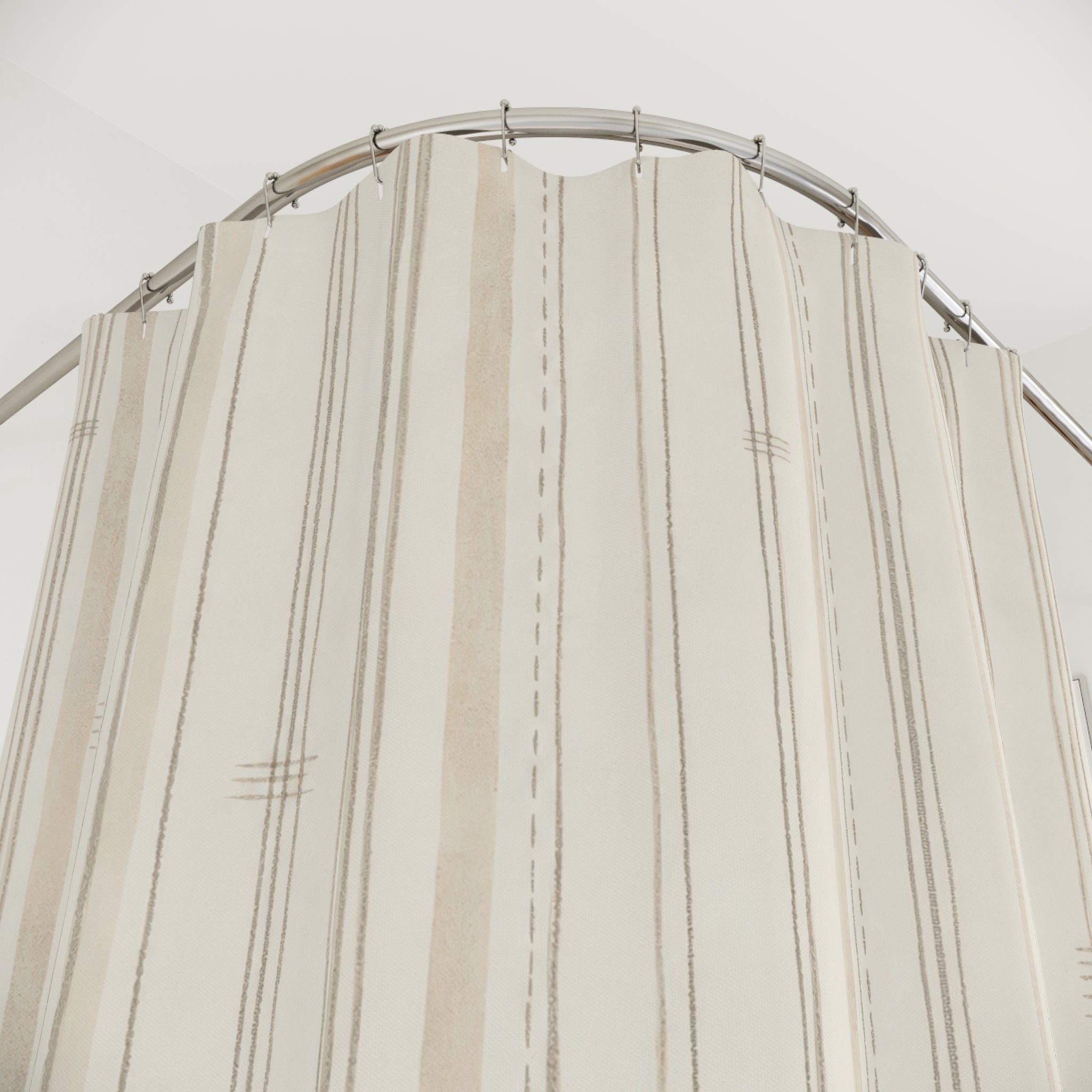 Cream Beige Fine Pinstripe Shower Curtain
