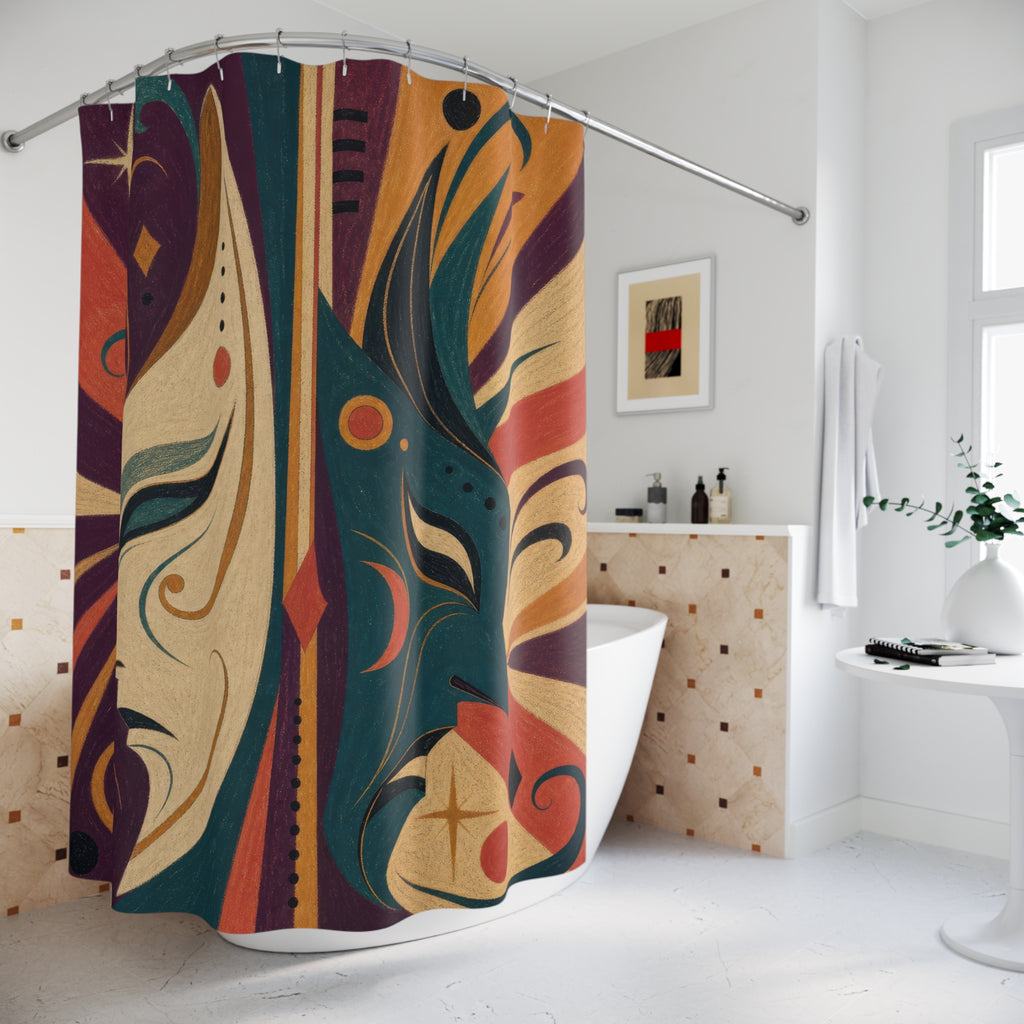 Art Deco Theatrical Mask Shower Curtain