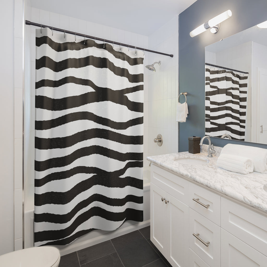 Zebra Print Shower Curtain: Black White Safari
