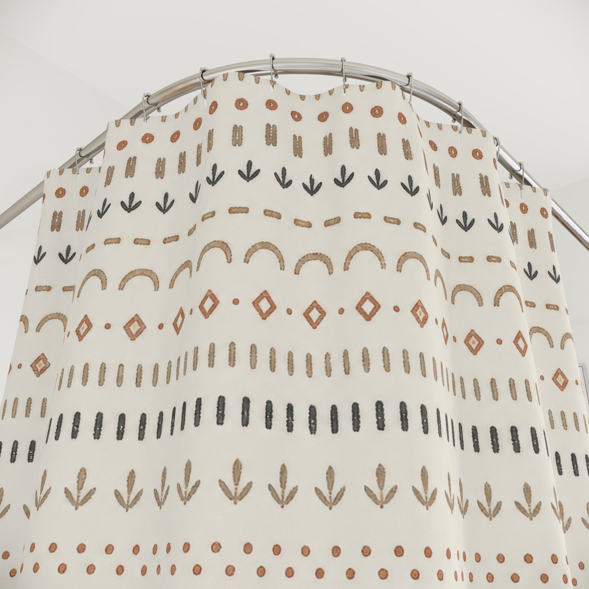 Neutral Geometric Shower Curtain