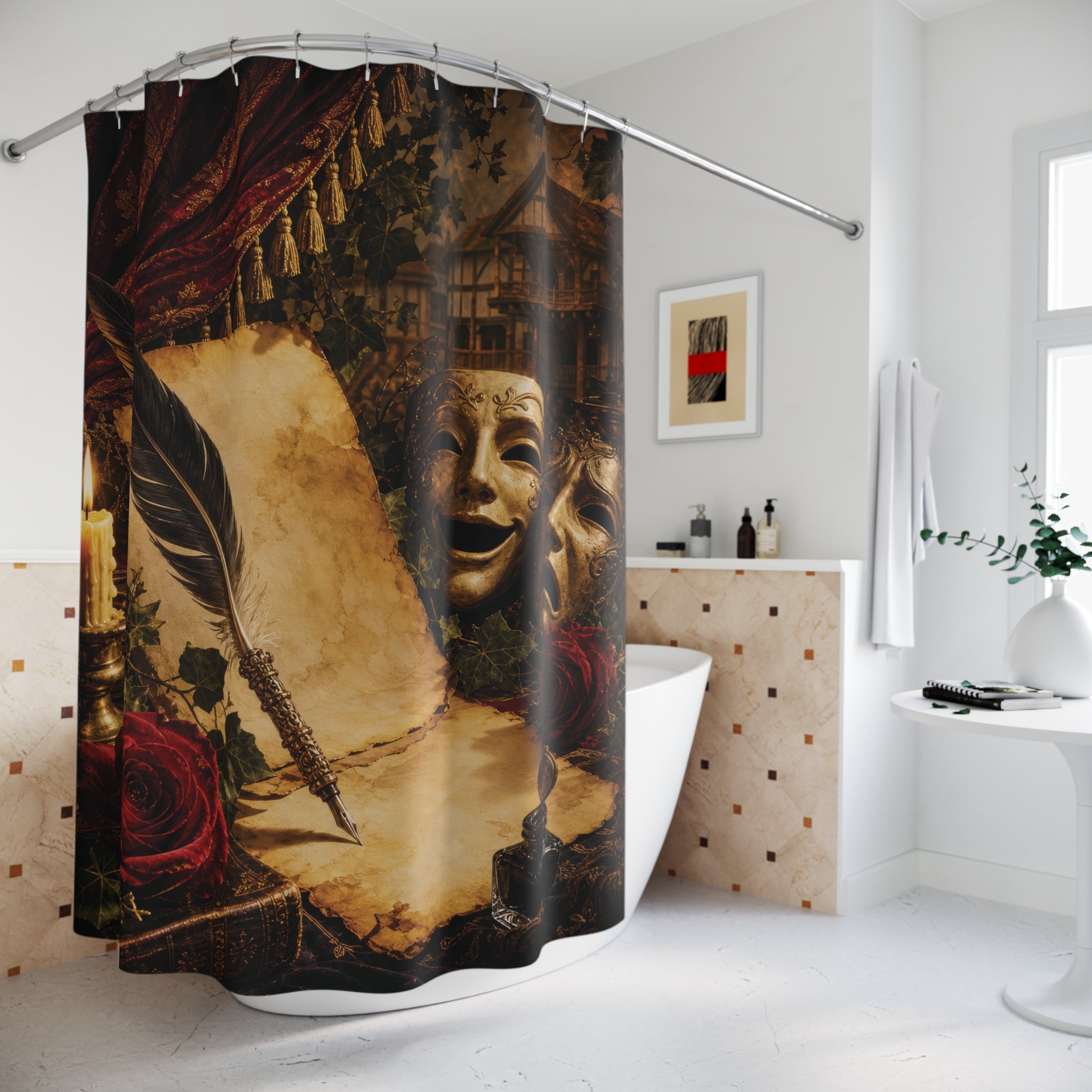 Shakespeare Shower Curtain: Vintage Theatre Book