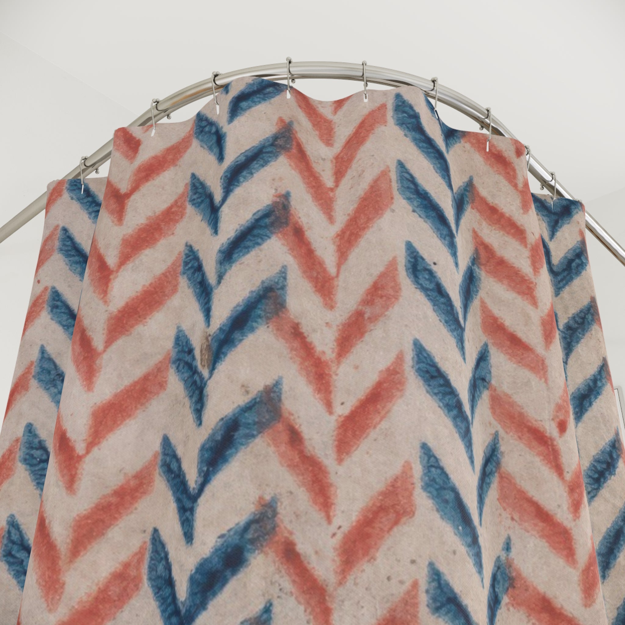 Orange & Blue Chevron Shower Curtain – Vintage Print