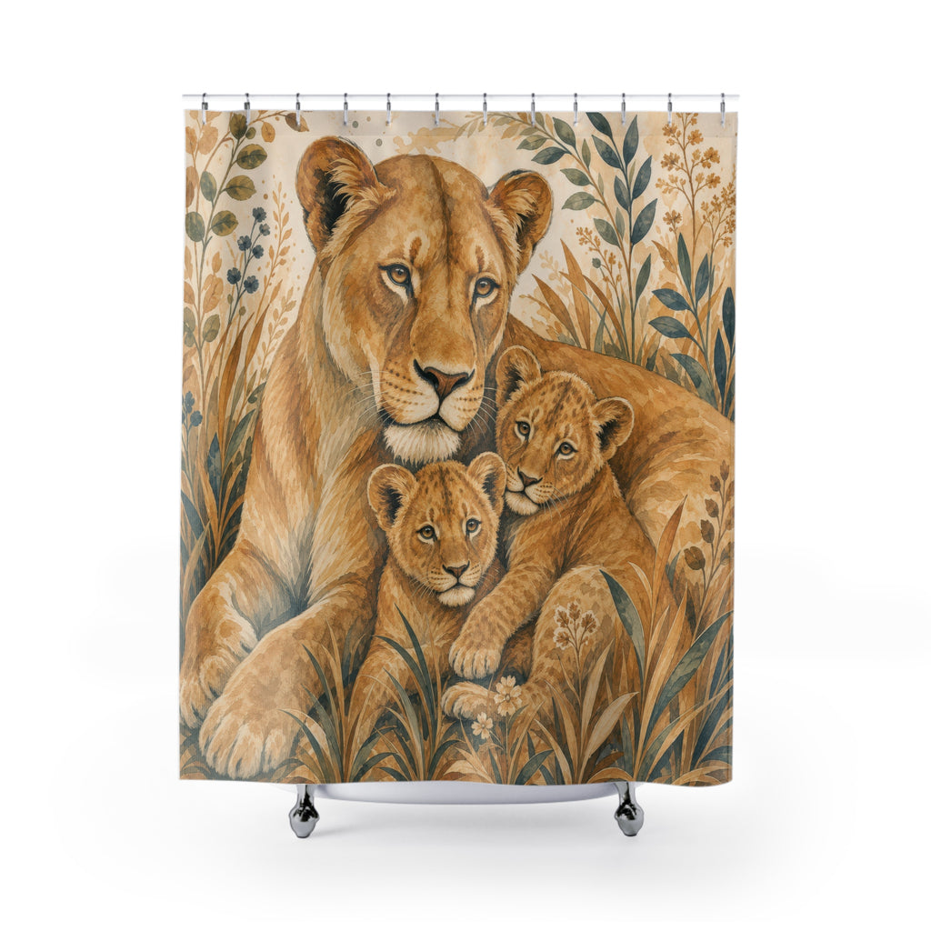 Lioness Cubs Safari Animal Scene Shower Curtain