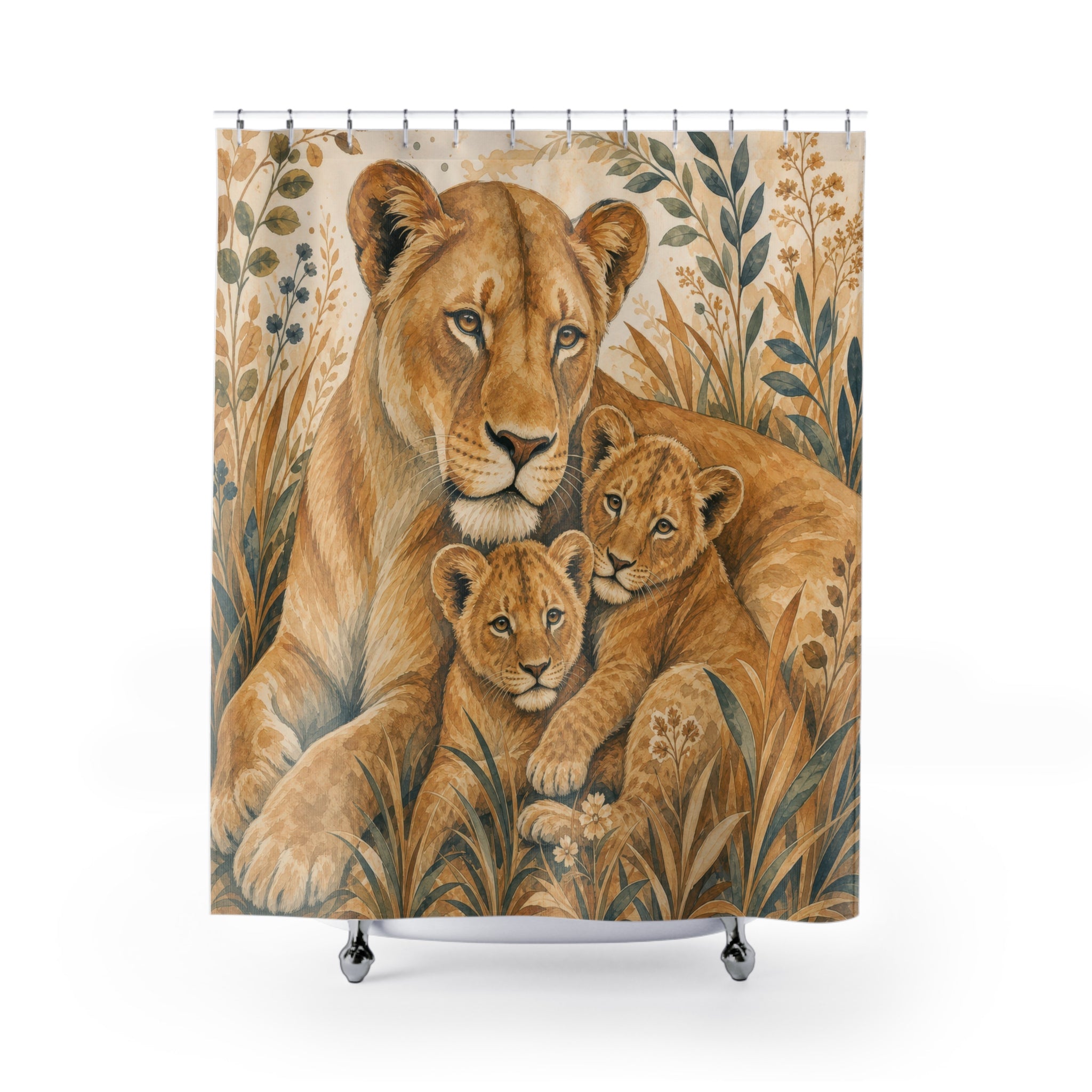 Lioness Cubs Safari Animal Scene Shower Curtain