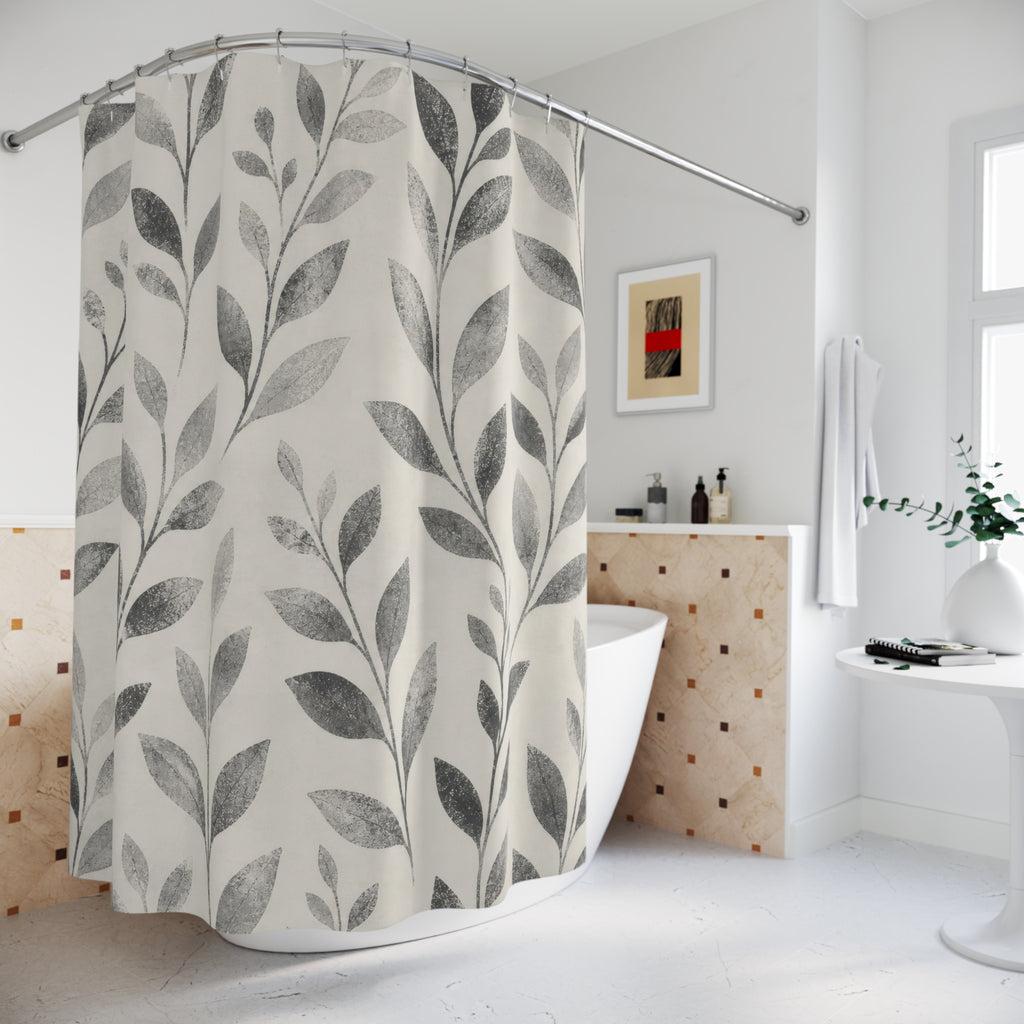 Grey Botanical Vine Shower Curtain