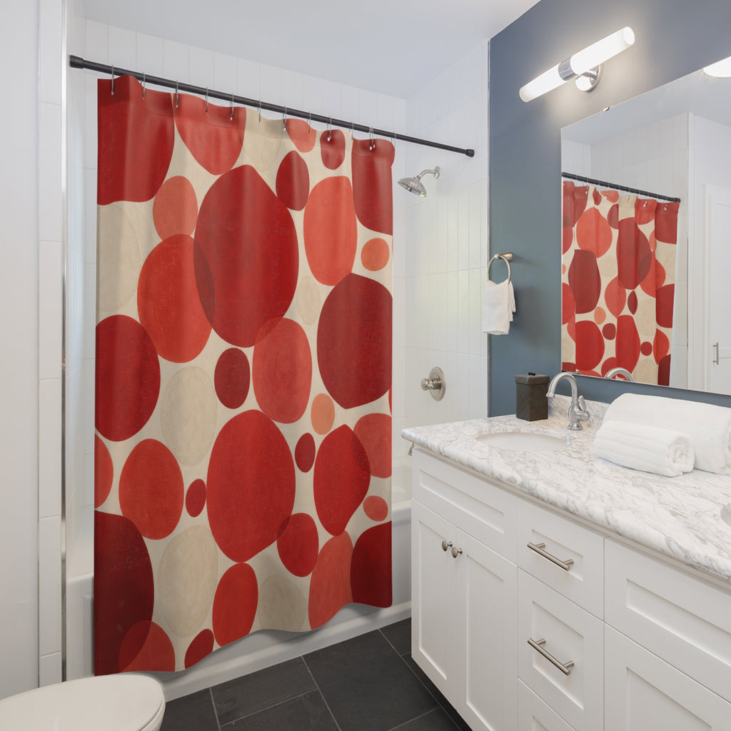 Polka Dot Red and White Shower Curtain