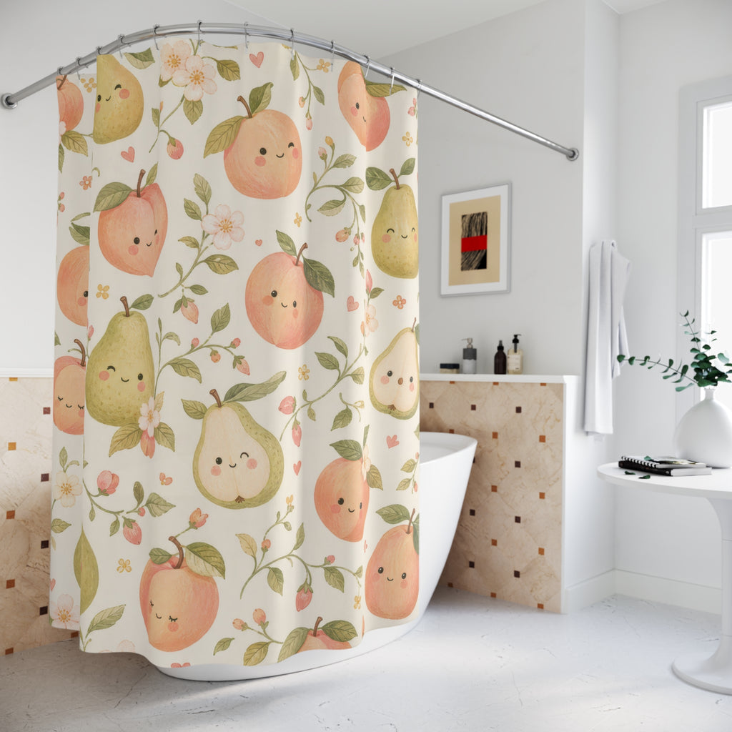Smiling Fruit Cute Shower Curtain