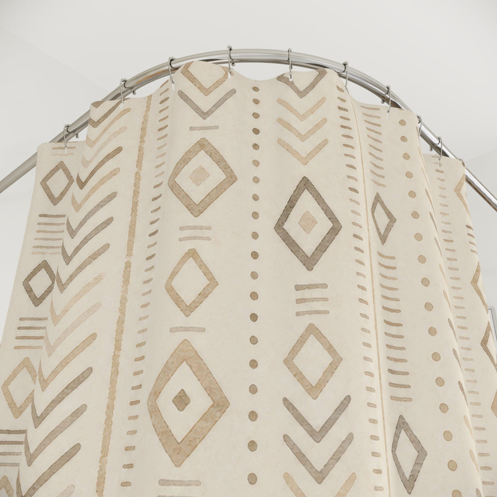 Beige Diamond Chevron Stripe Shower Curtain