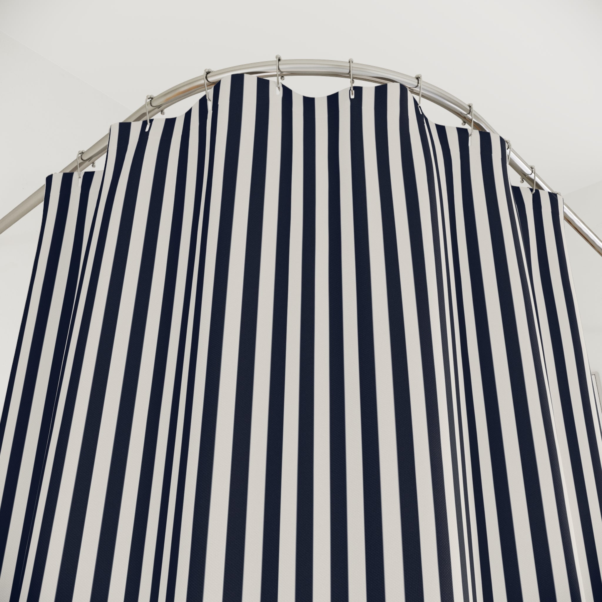 Navy Blue Cabana Stripe Shower Curtain