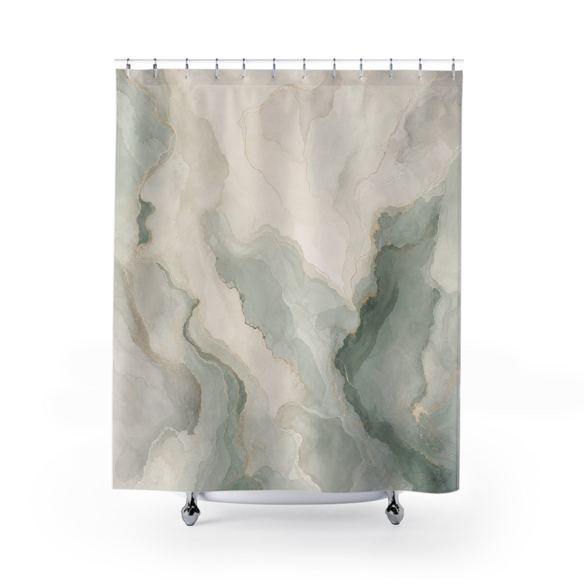 Fresh Sea Green Marble Abstract Shower Curtain