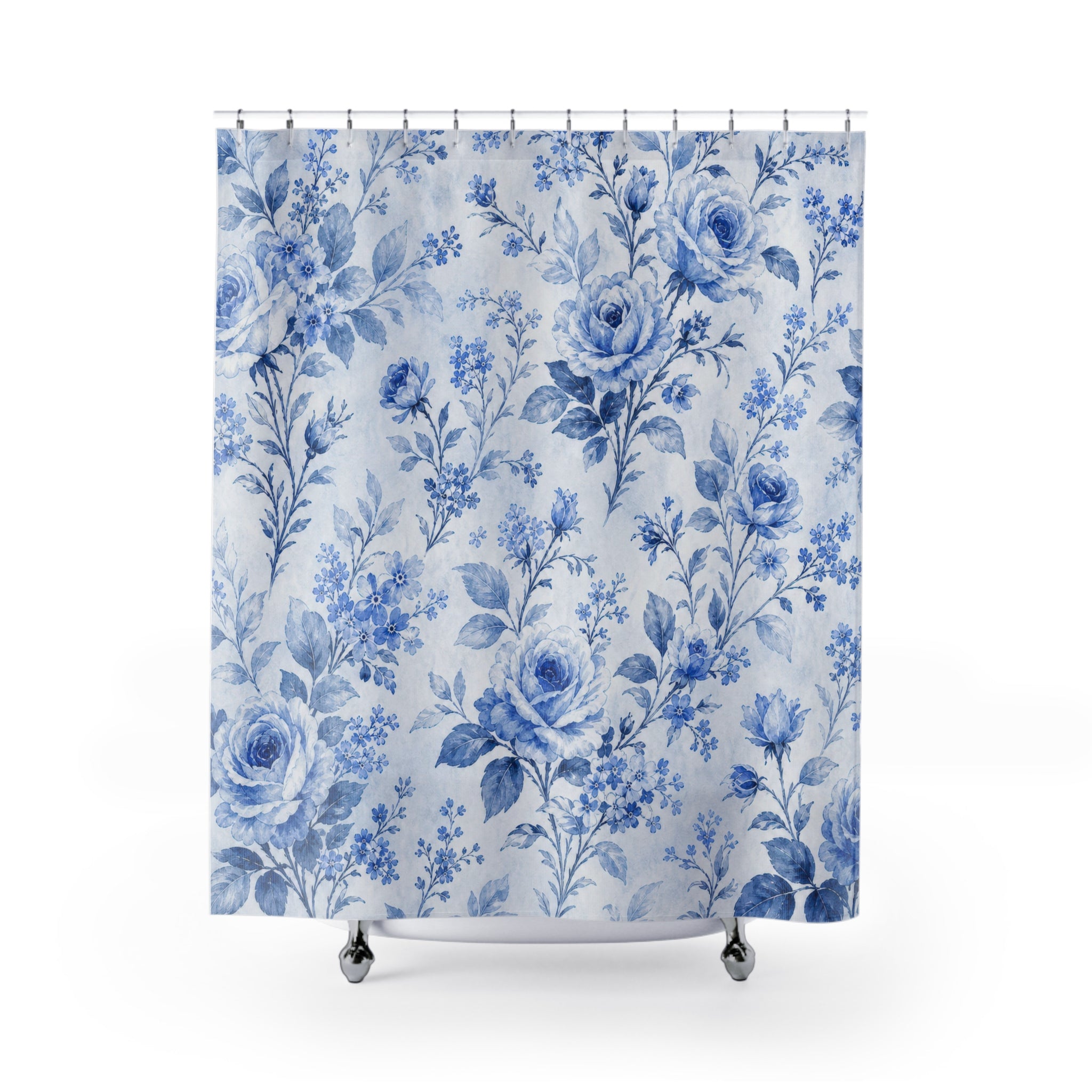Blue Cottage Floral Shower Curtain