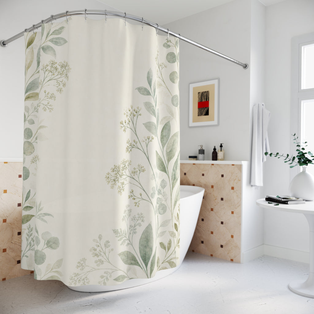 Mint Leaf Spray Shower Curtain