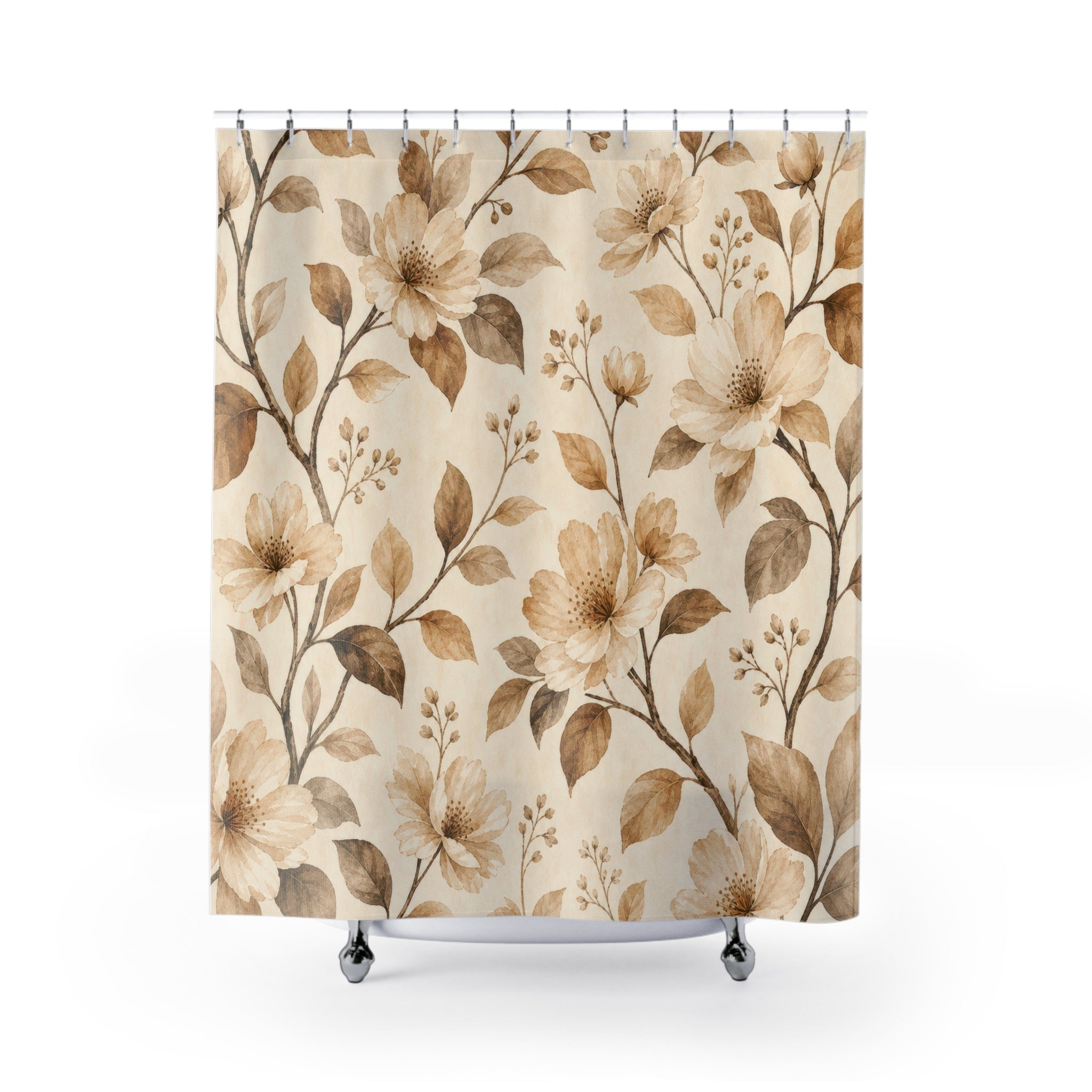 Taupe Botanical Vine Shower Curtain