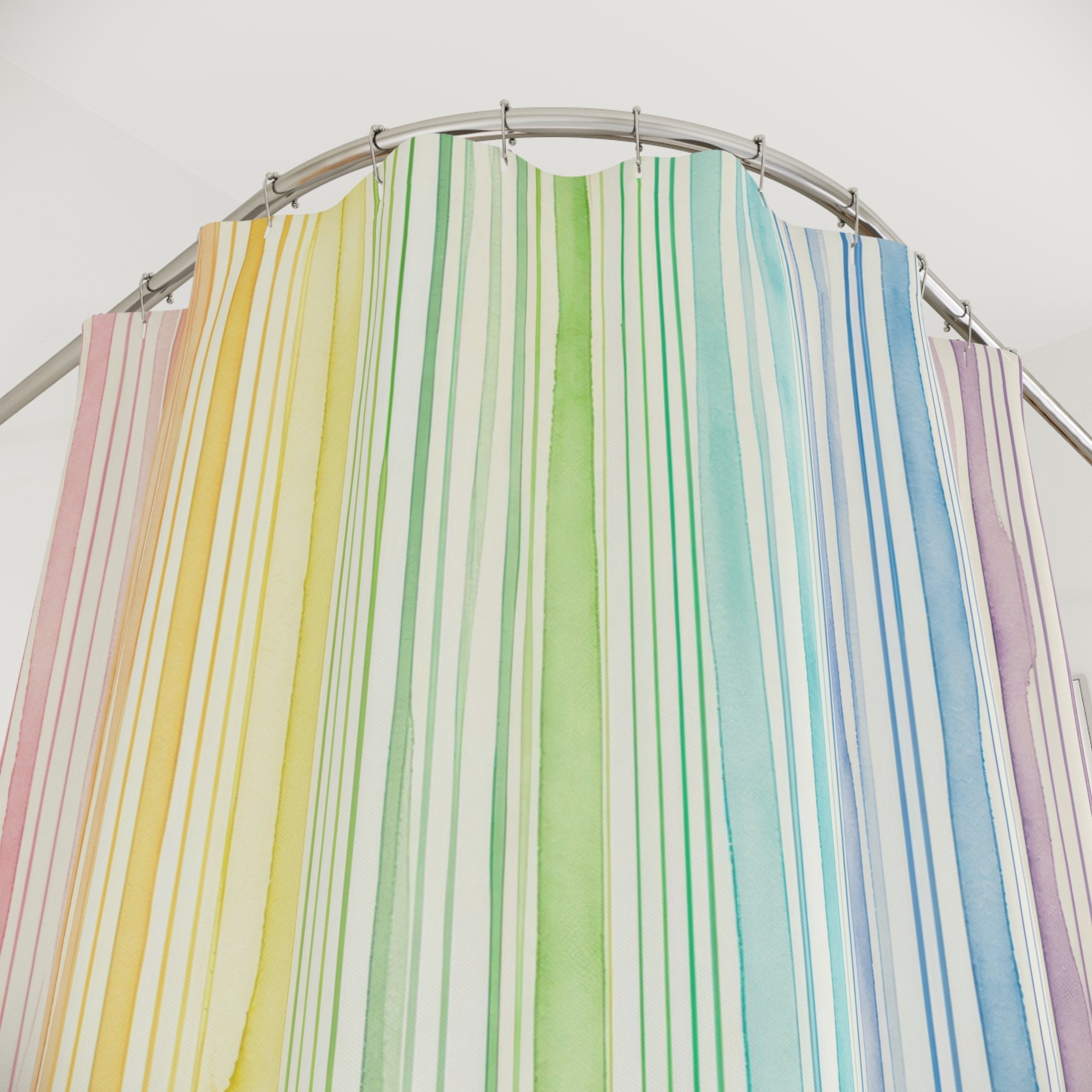 Soft Pastel Watercolor Stripe Shower Curtain