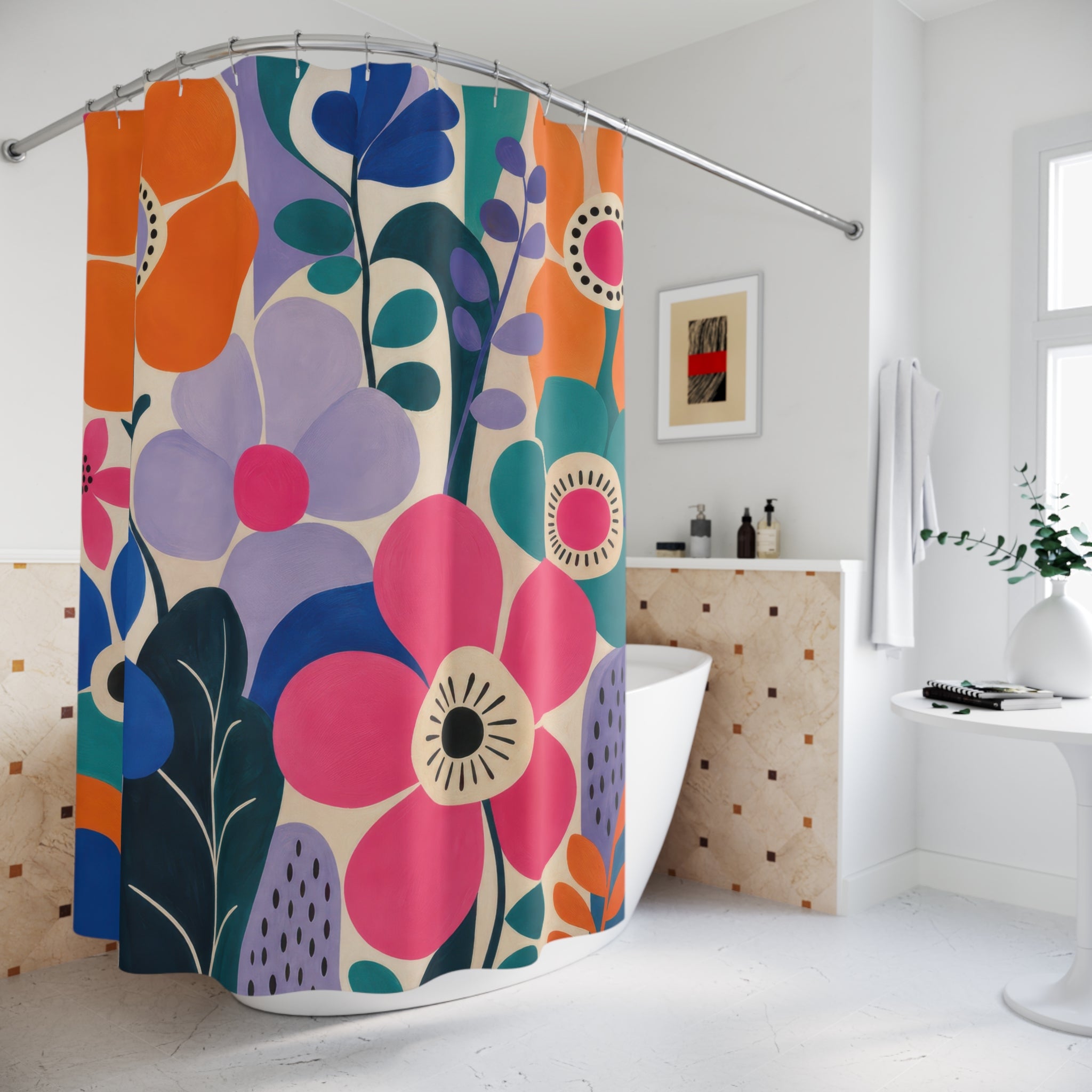 Colorful Mod Flower Shower Curtain