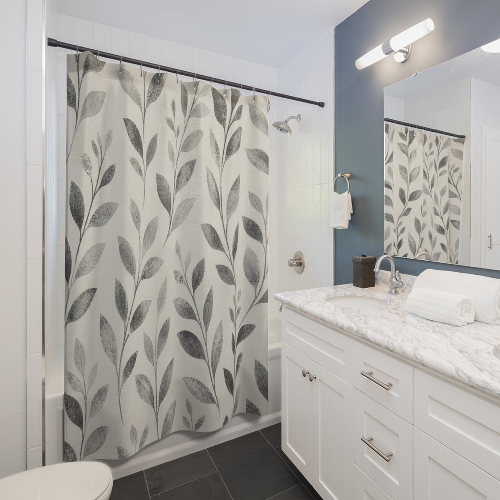 Grey Botanical Vine Shower Curtain
