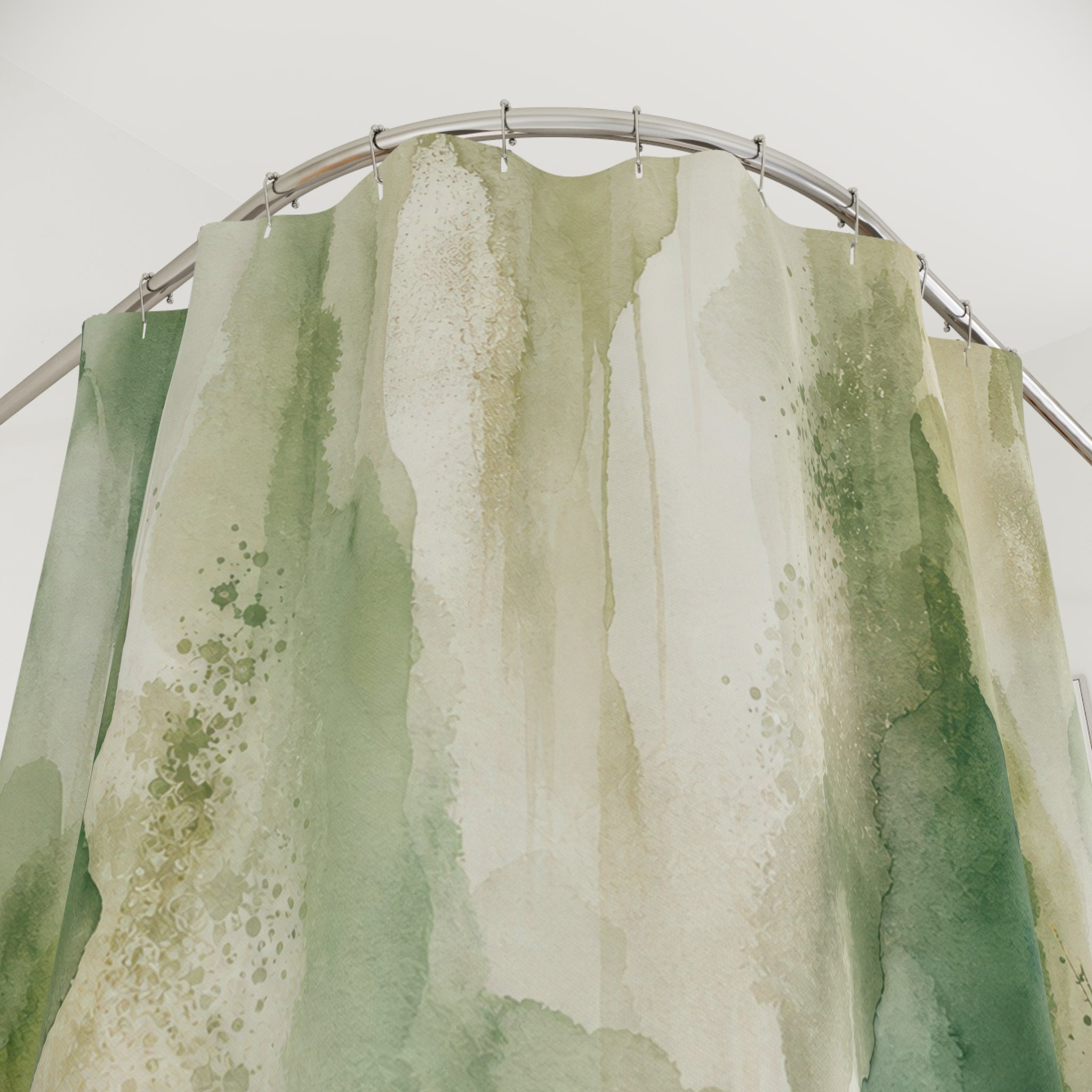 Green Watercolor Wash Shower Curtain