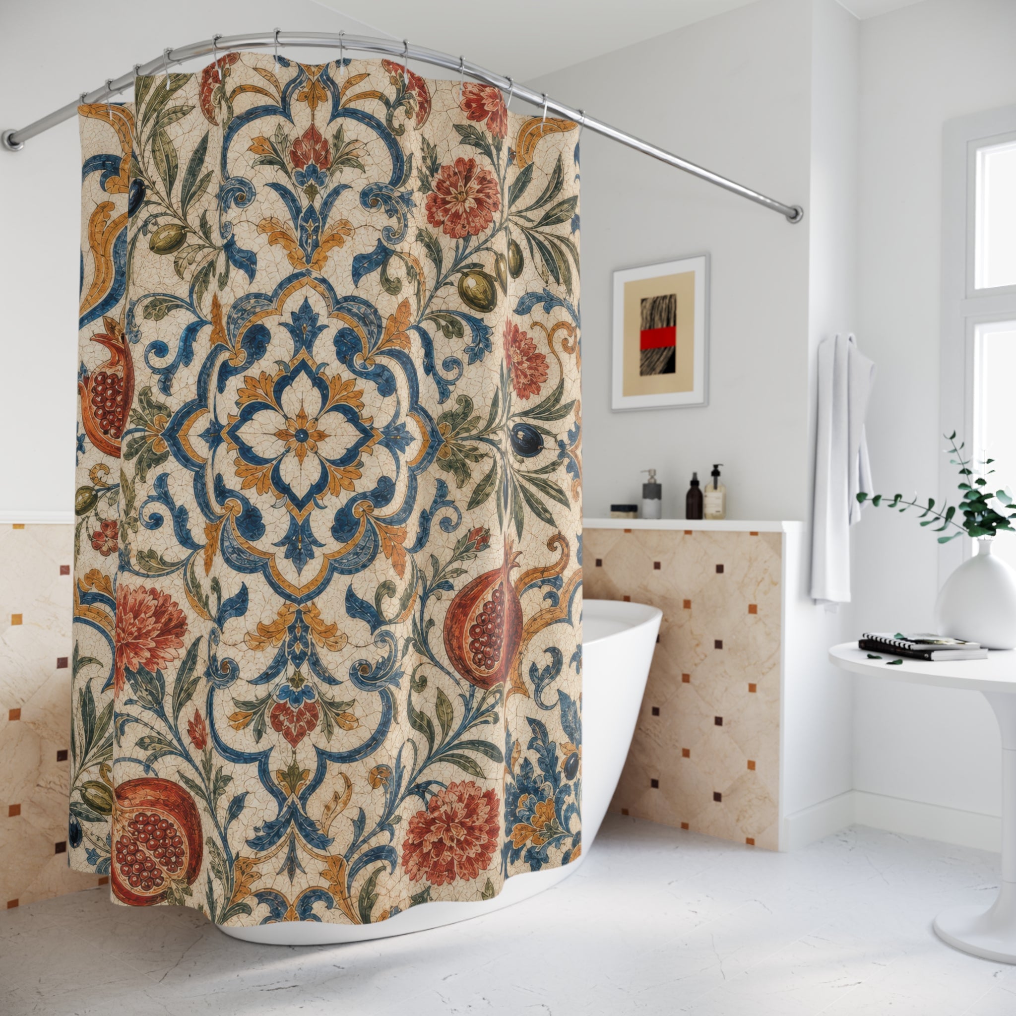 Mediterranean Tile Shower Curtain