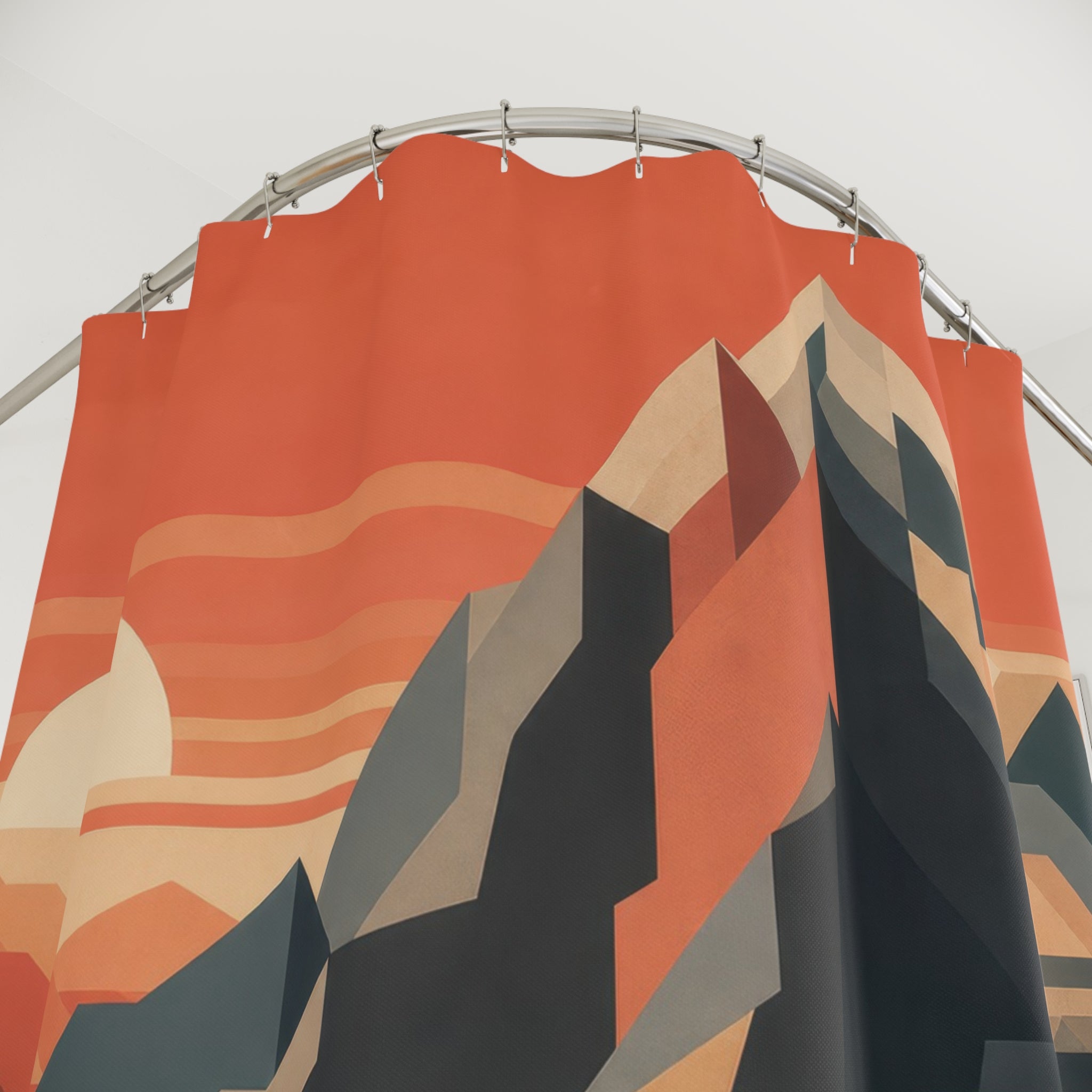 Geometric Mountain Sunset Shower Curtain