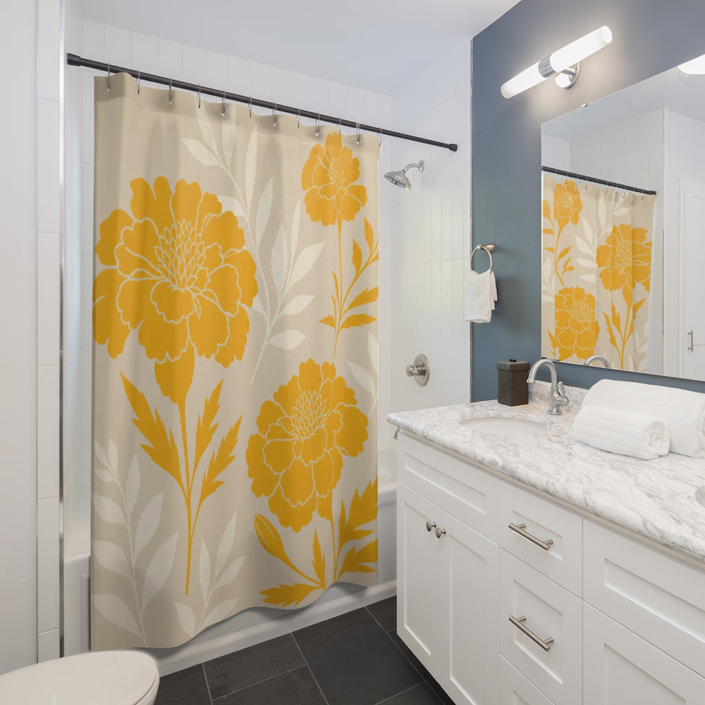 Sunny Yellow Floral Shower Curtain