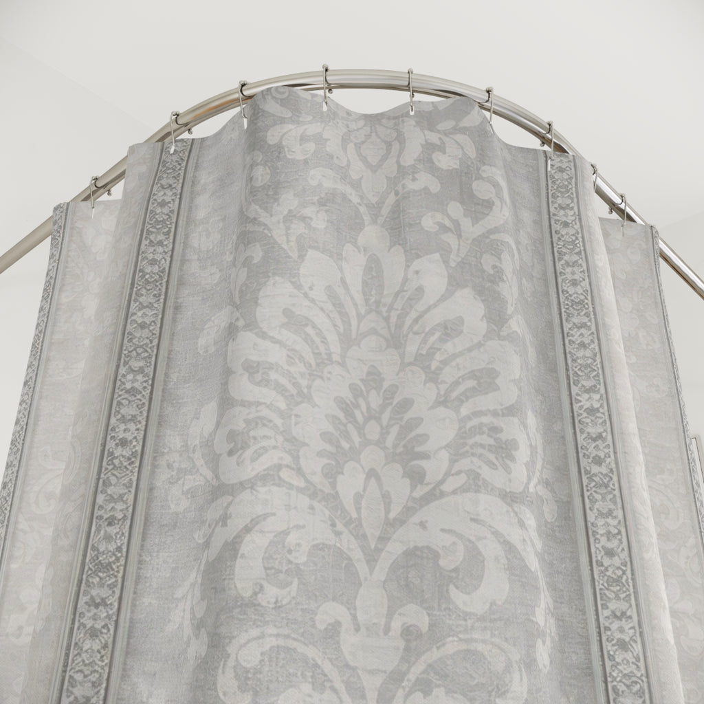 Grey Damask Shower Curtain — Striped Medallion