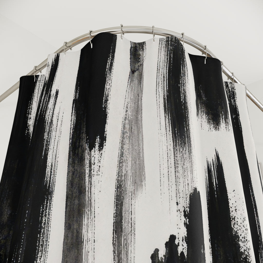 Black White Striped Shower Curtain