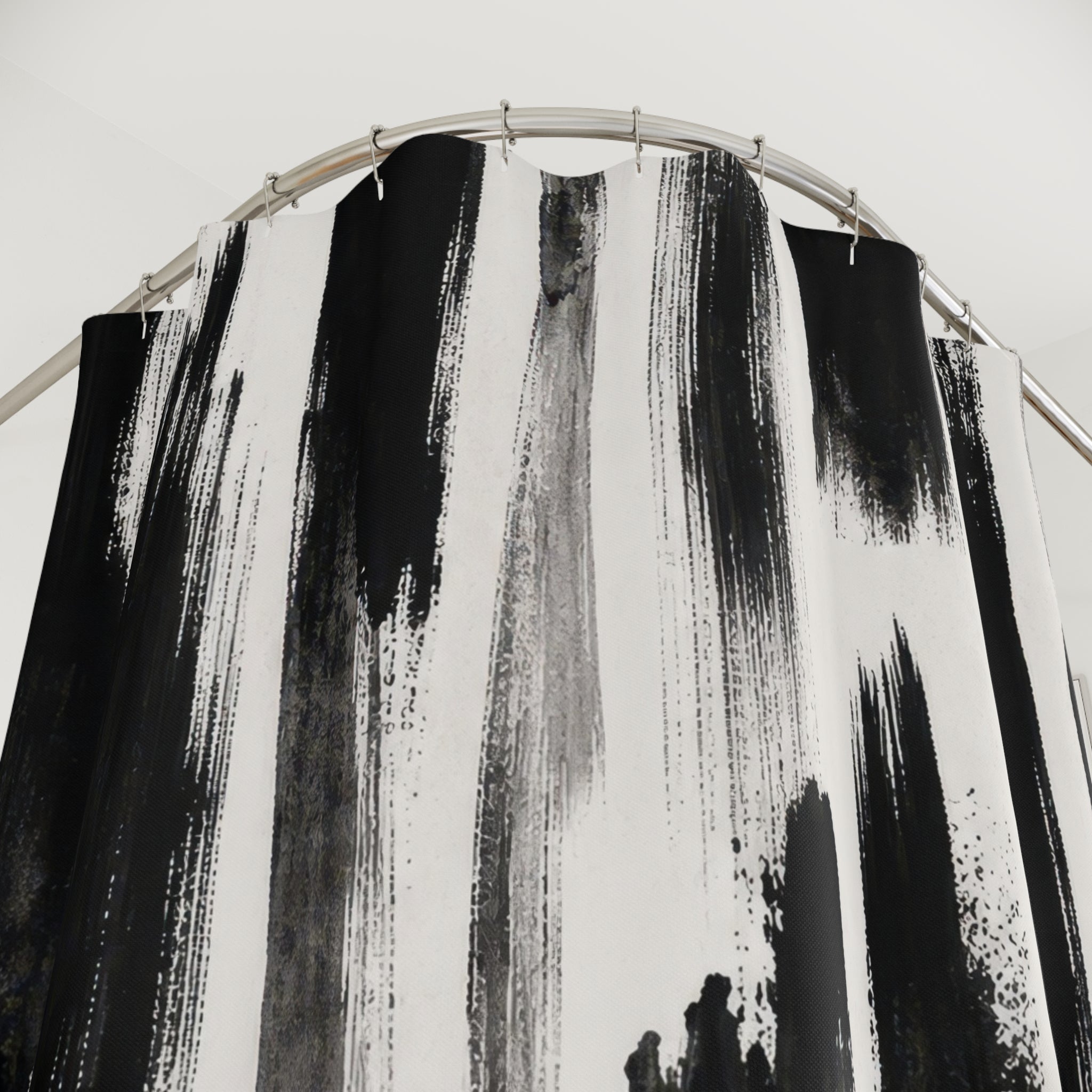 Black White Striped Shower Curtain