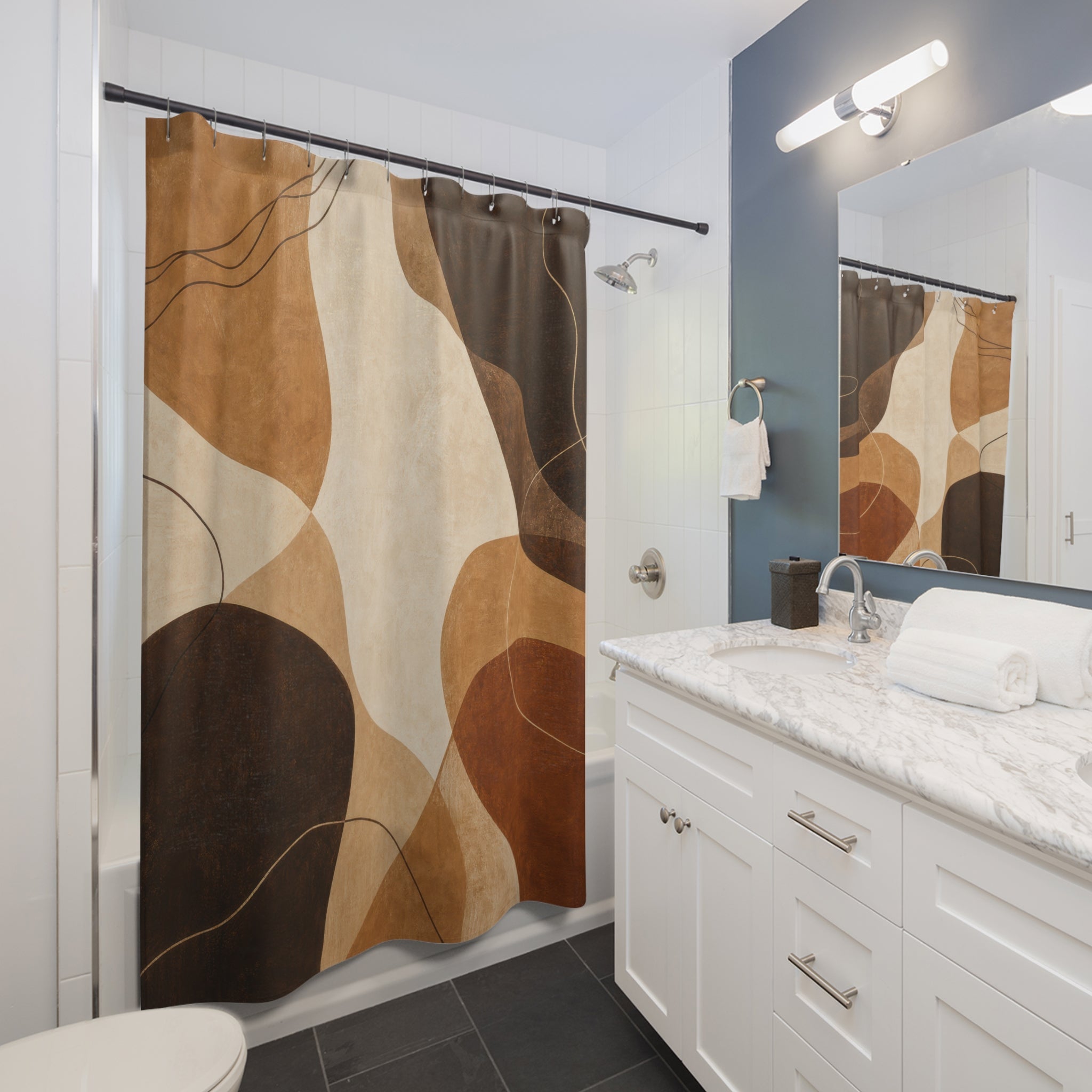 Brown Rust Organic Shape Shower Curtain