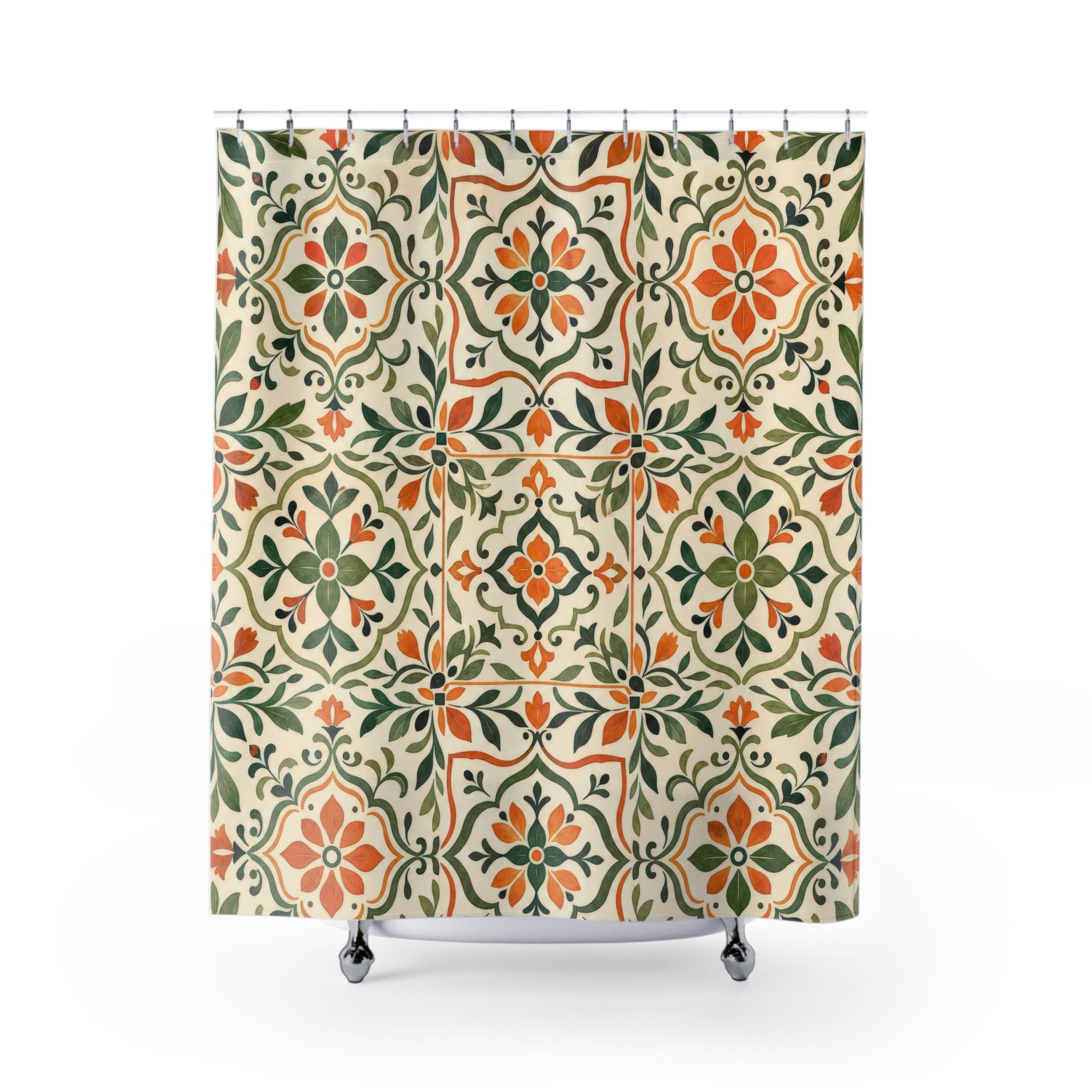 Folk Floral Tile Shower Curtain