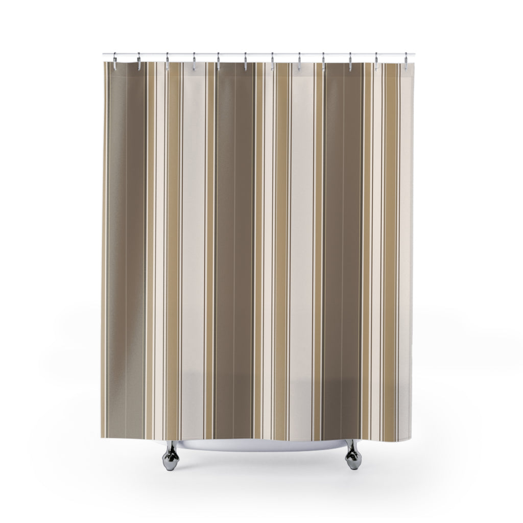 Taupe Cream Elegant Striped Shower Curtain