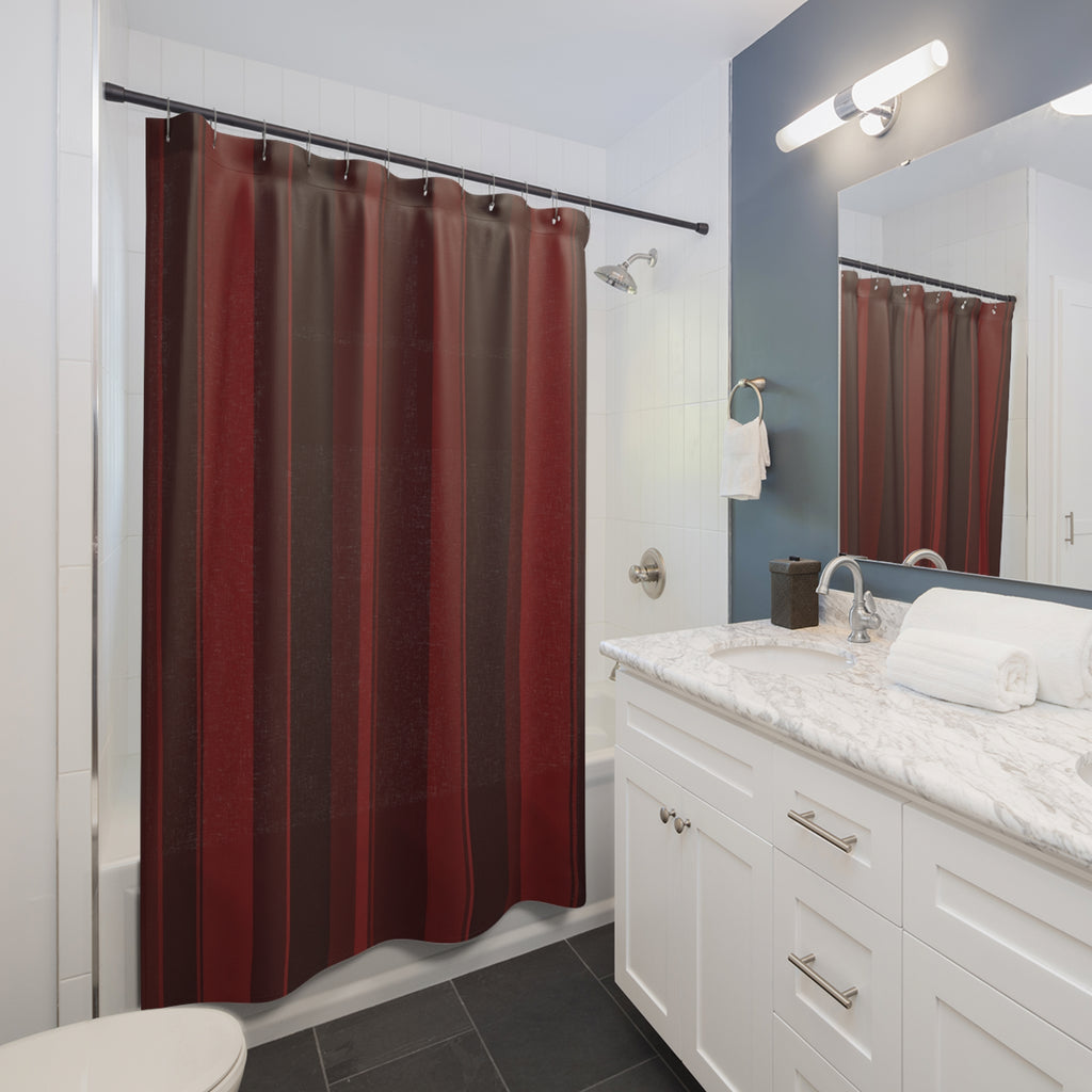 Moody Red Stripe Shower Curtain, Deep Red Classic Bathroom Decor, Modern Stripe Bath Curtain, Guest Bath Decor, Small Bathroom Decor