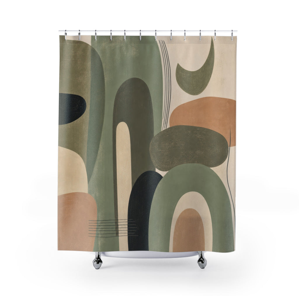 Sage Green Organic Arches Shower Curtain