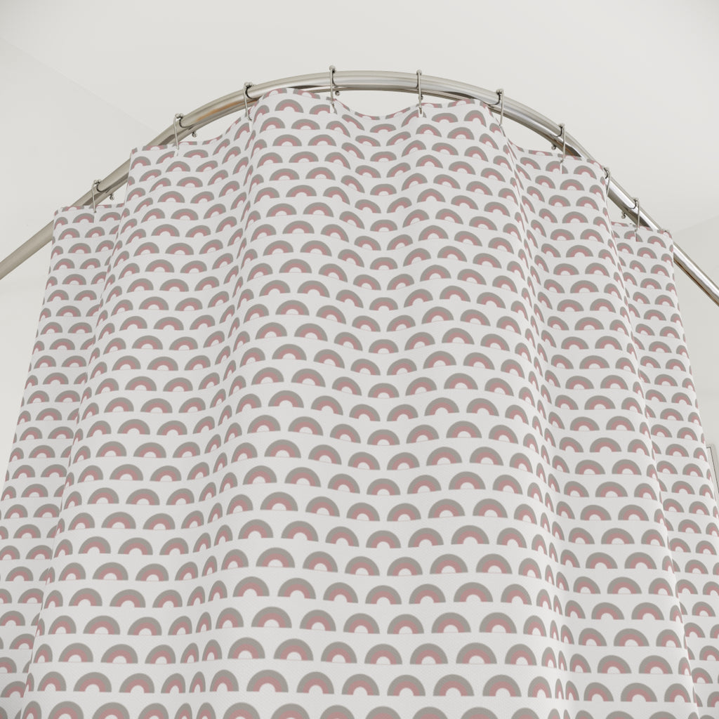 Scandinavian Arch Shower Curtain – Blush & Grey