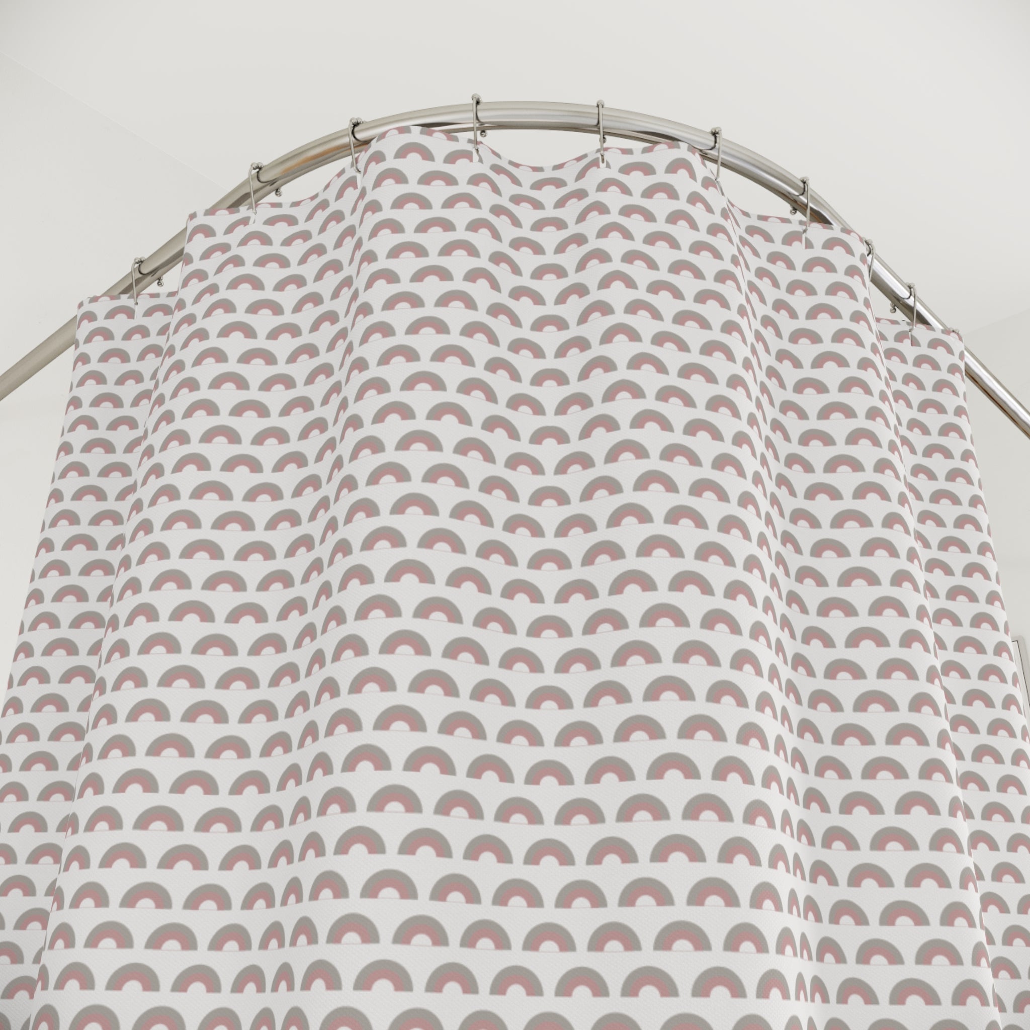 Scandinavian Arch Shower Curtain – Blush & Grey