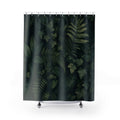 Dark Green Shower Curtain, Fern Forest Leaf Pattern, Moody Botanical Bath Decor, Deep Woodland Guest Bathroom Accent, Luxe Green Bath