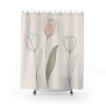 Minimal Tulip Line Art Shower Curtain
