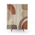 Abstract Shower Curtain, Beige Rust Arches Pattern, Warm Neutral Bathroom Decor, Modern Boho Guest Bath Organic Art Style