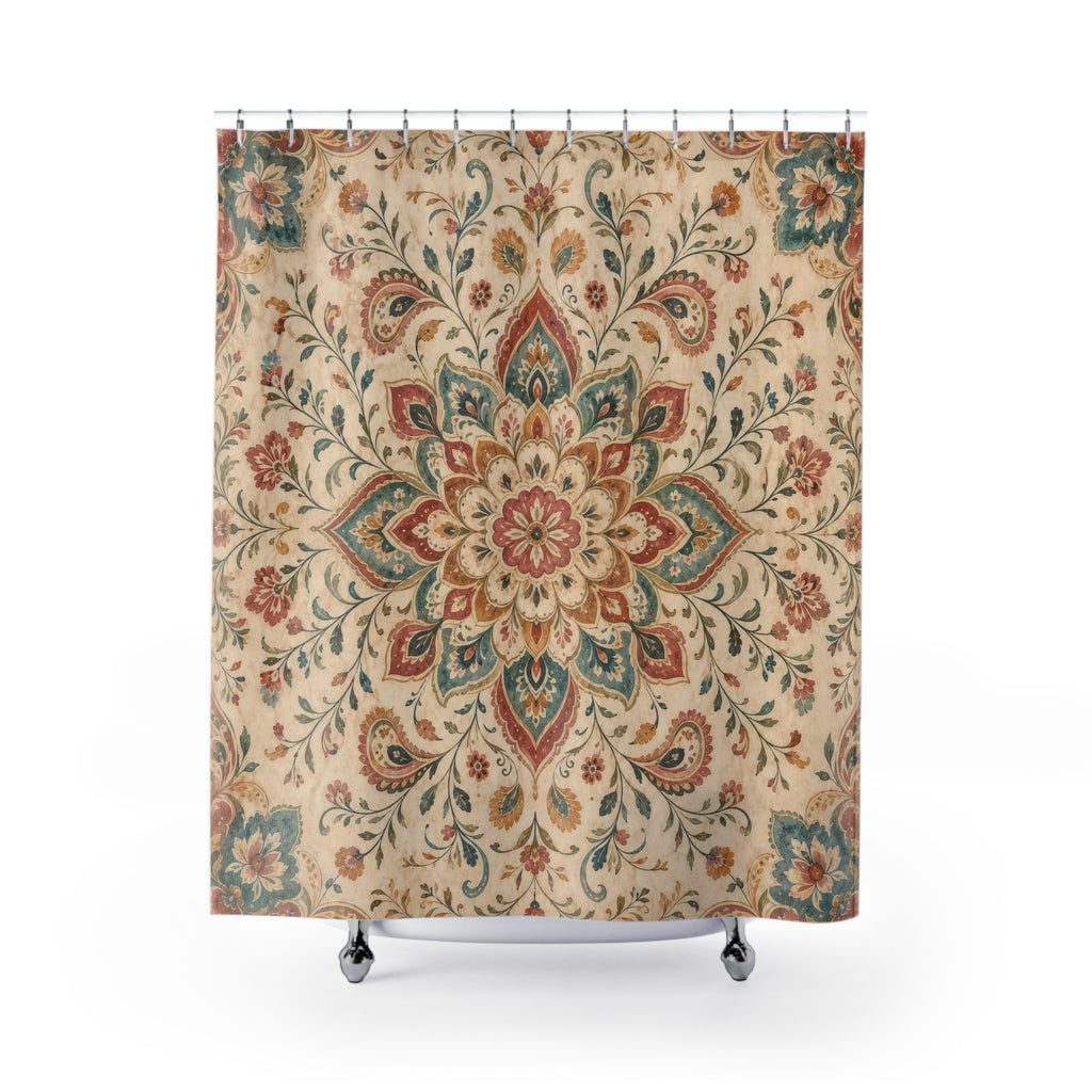 Boho Paisley Floral Shower Curtain
