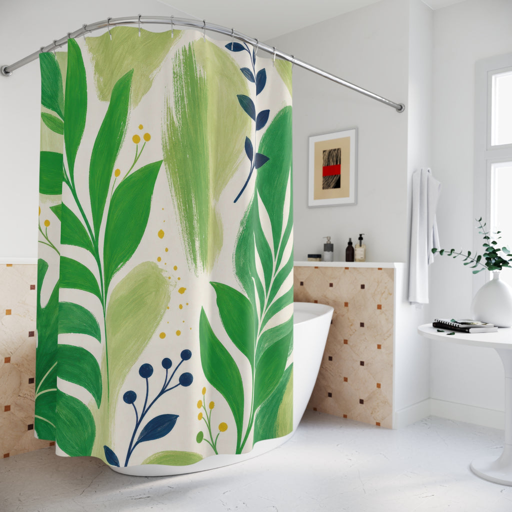 Painterly Botanical Kelly Green Shower Curtain