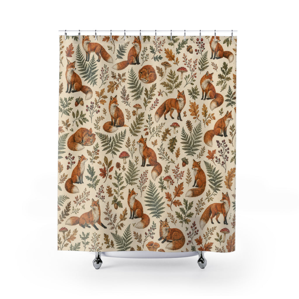Woodland Animal Repeat Fox Shower Curtain