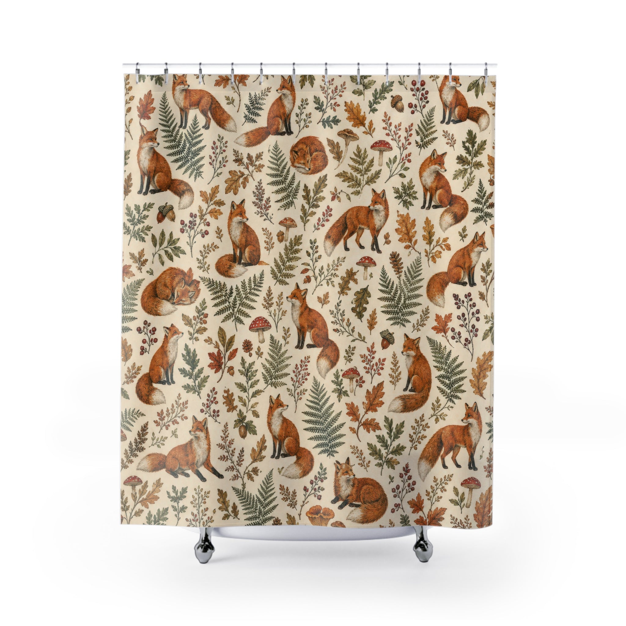 Woodland Animal Repeat Fox Shower Curtain