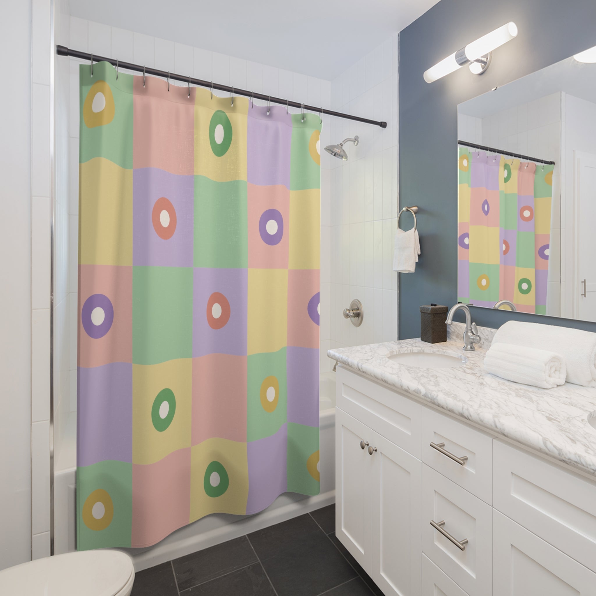 Danish Pastel Shower Curtain: Color Block