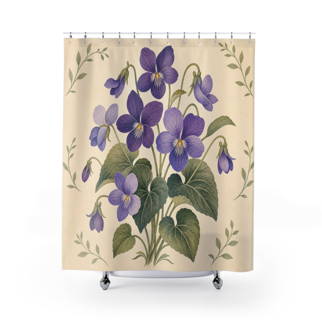 Violet Flower Purple Floral Shower Curtain