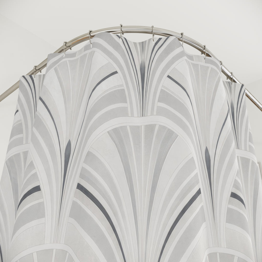 Grey White Art Deco Shower Curtain