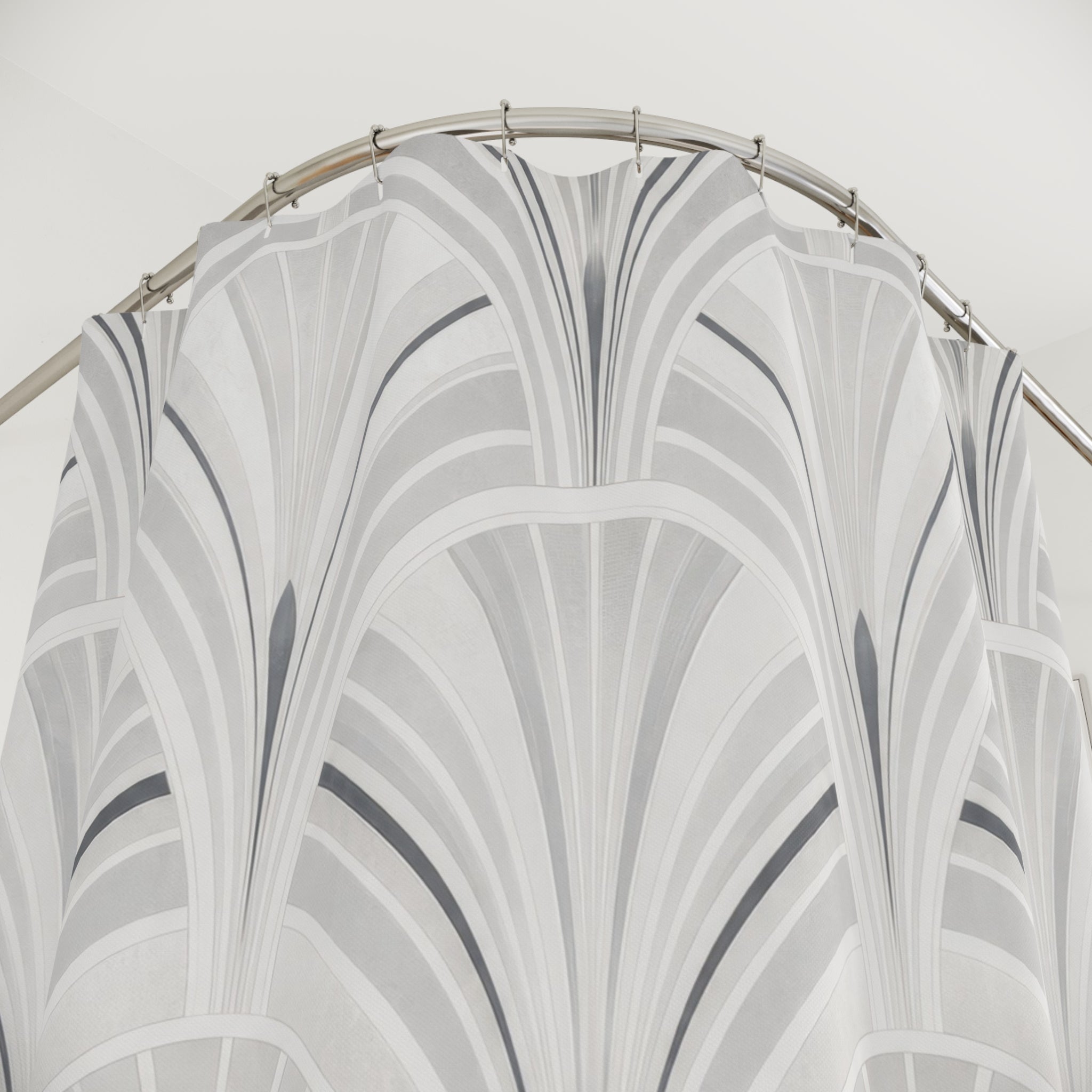 Grey White Art Deco Shower Curtain