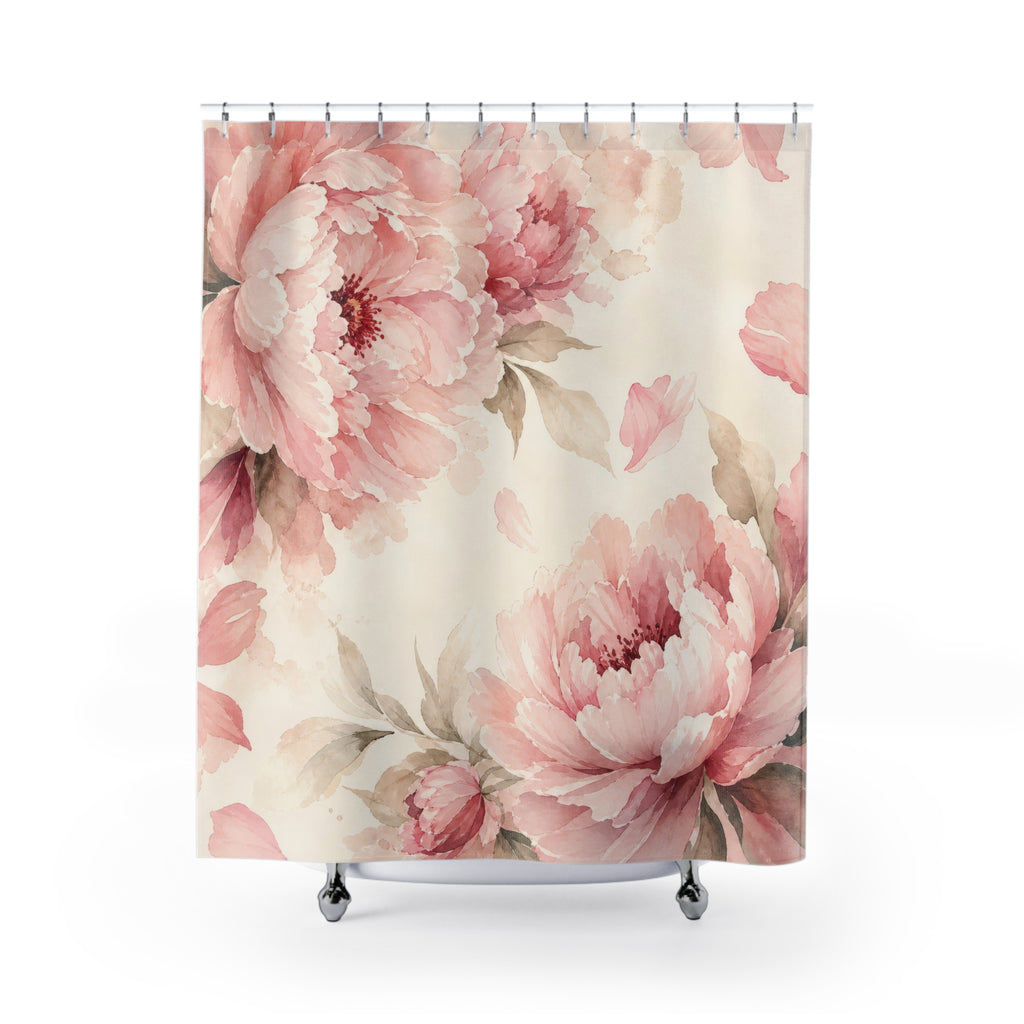 Blush Peony Watercolor Shower Curtain