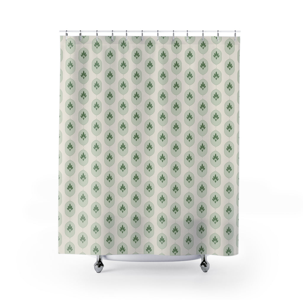Sage Green Damask Shower Curtain – Botanical Ogee